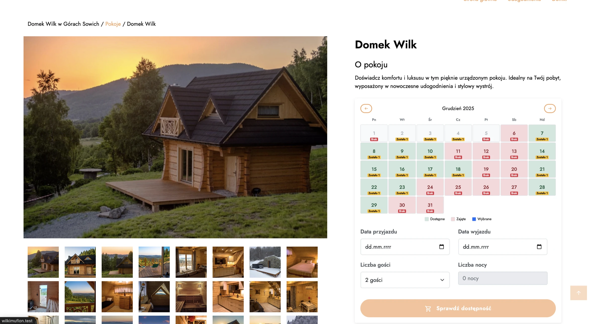 Przykładowa strona - Domek Wilk